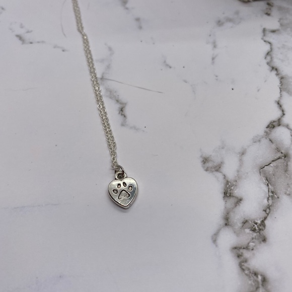 2 for$15 -Dog lover paw reversible silver pendant charm necklace - Picture 1 of 3